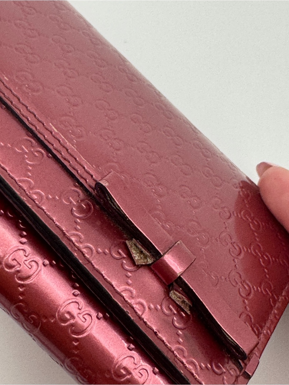Authentic Gucci Pink Microguccissima Patent Leather Continental Bow Wallet - Picture 10 of 16
